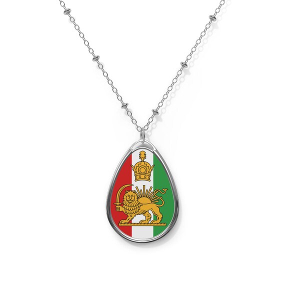 Lion and Sun Necklace | Teardrop Pendant | Jewelry | Persian | MIGA | Persian Flag