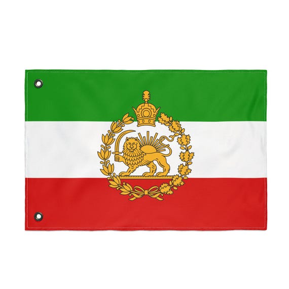 Premium Lion and Sun Flag of Imperial Iran with Pahlavi Crown - USA Print | Double Sided Flag