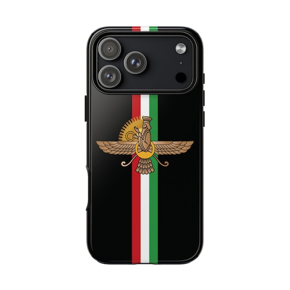 Iran Flag iPhone Case | Imperial | Faravahar | Sun | Black | Tough Case | Vertical Flag