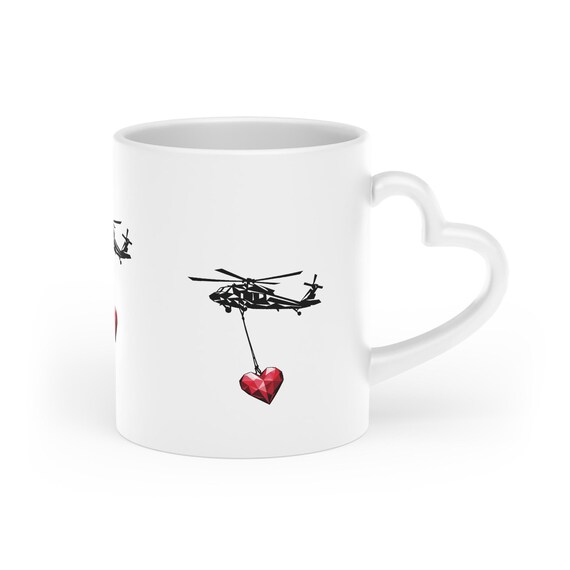 Helicopter Stealing Heart mug Valentines Gift | Heart-Shaped Mug