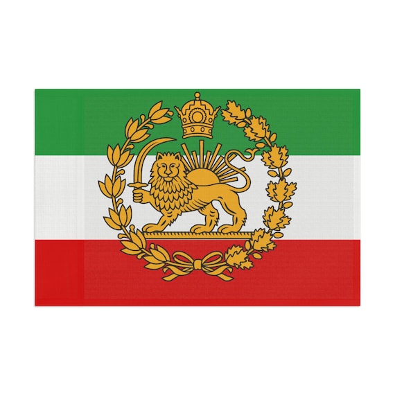 Iran Lion and Sun with Crown Imperial Flag double-sided Flag | Iran Pahlavi tricolor