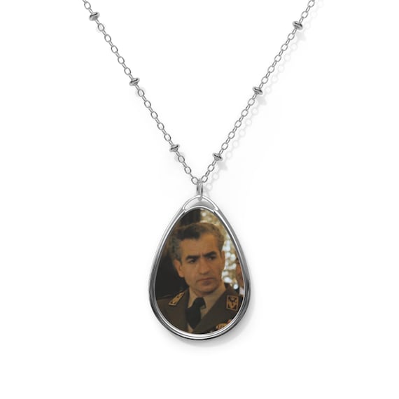 Mohammad Reza Shah Historical Portrait Pendant | Oval Necklace | Teardrop Pendant | Shah Pendant