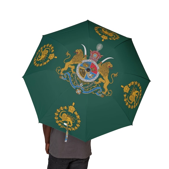 Lion and Sun Umbrella | Emerald Reserve | Shir o Khorshid | Pahlavi Emblem Top | Javid Shah | MIGA | Crown | Persian