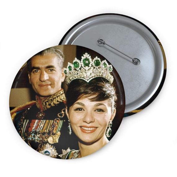 Mohammad Reza Shah and Empress Farah Portrait Pin Button | MIGA | Pahlavi | Persian