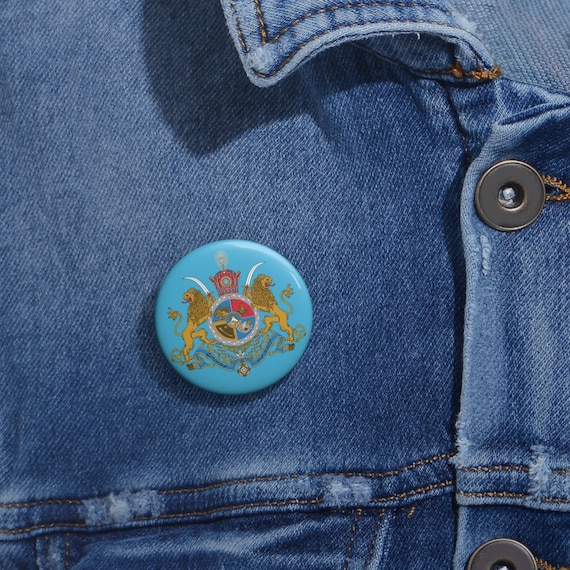 Standard of The Shah of Iran Royal Turquoise Emblem Pin Button