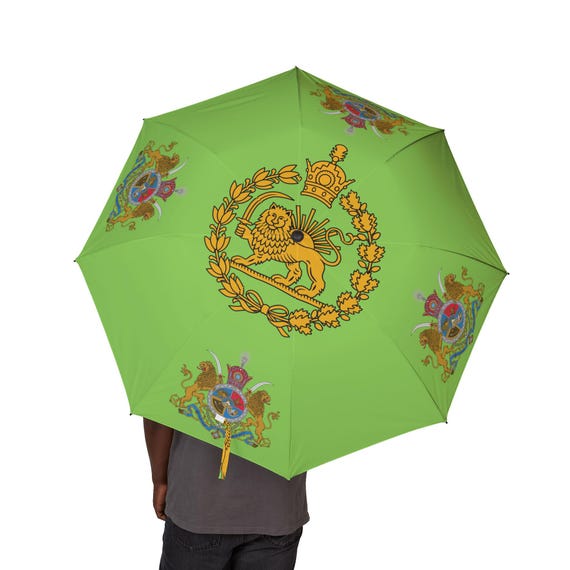 Iran Flag Pistachio Umbrella | Imperial Standard of the Shah | Lion and Sun | Crown | Pahlavi Dynasty