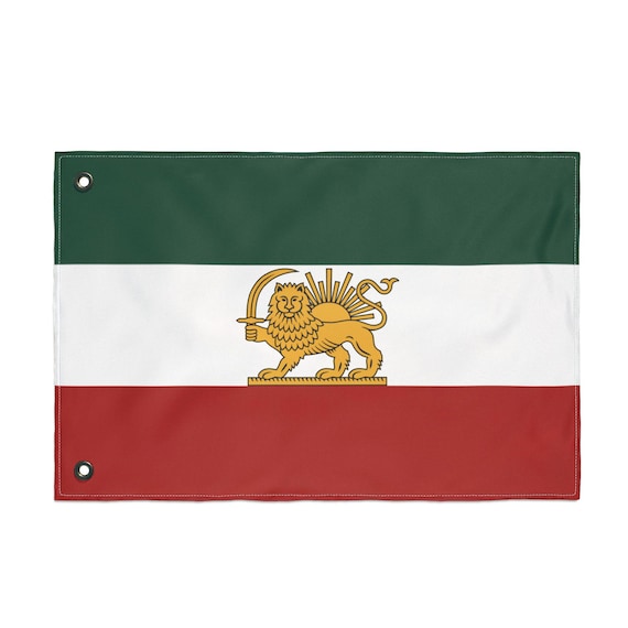 Premium Lion and Sun Double Sided Flag - USA Print | Shir or Khorshid | Pahlavi | MIGA | Persian | Dark Version