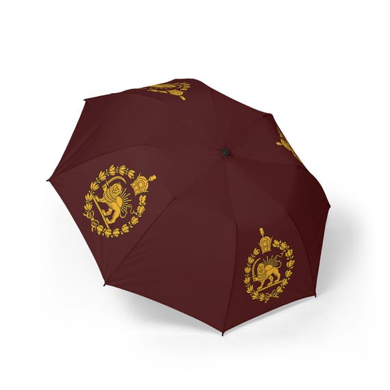 Iran Flag Maroon Umbrella | Lion and Sun | Crown