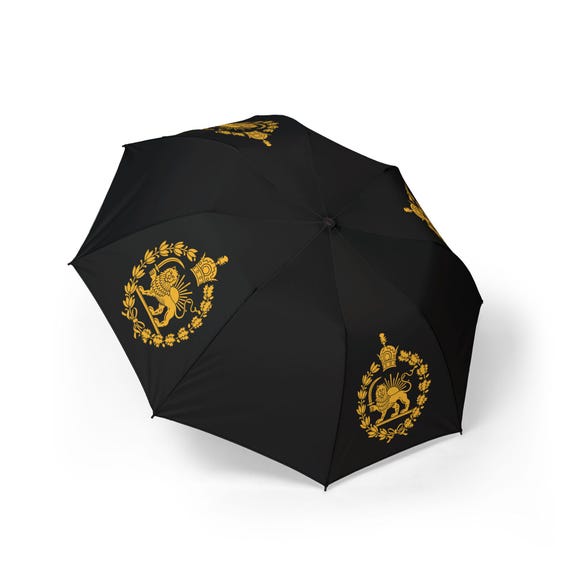 Iran Flag Black Umbrella | Lion and Sun | Crown