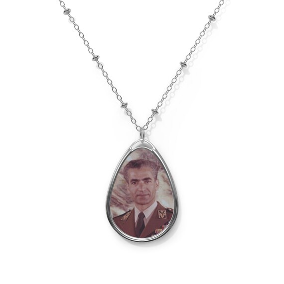 Mohammad Reza Shah Historical Portrait Pendant | Oval Necklace | Teardrop Pendant | Shah Pendant