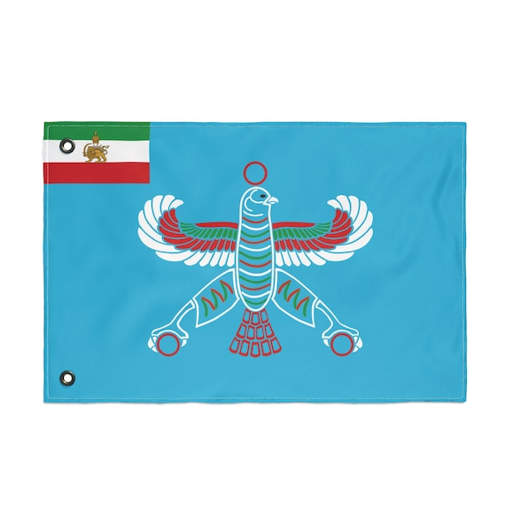 Premium Shahbaz Flag - USA Print | Persian Eagle | Pahlavi | Double Sided Flag | Achaemenid Empire | Shir o Khorshid