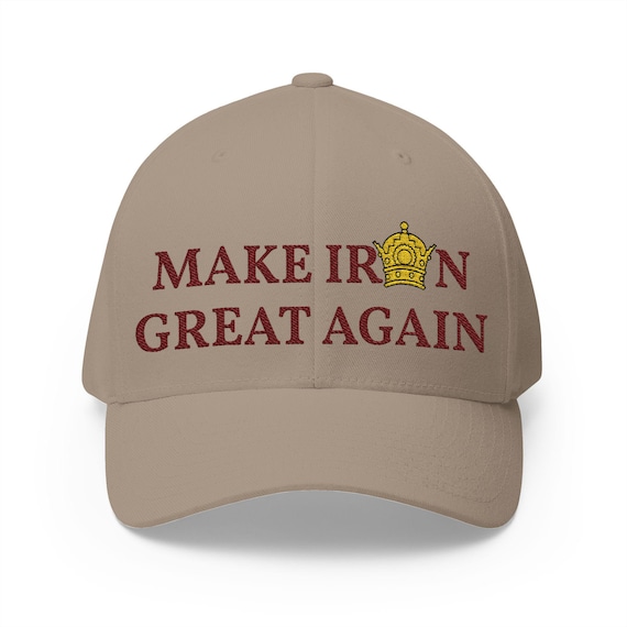 Premium Maroon Make Iran Great Again Cap with Crown | Front Side Embroidery