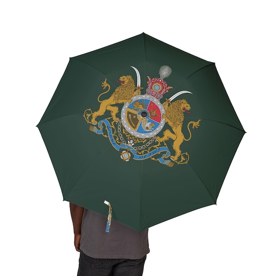 Persian Foldable Umbrella | Jaguar Green | Pahlavi Emblem