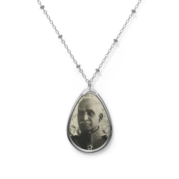 Reza Shah Historical Portrait Pendant | Oval Necklace | Teardrop Pendant | Shah Pendant