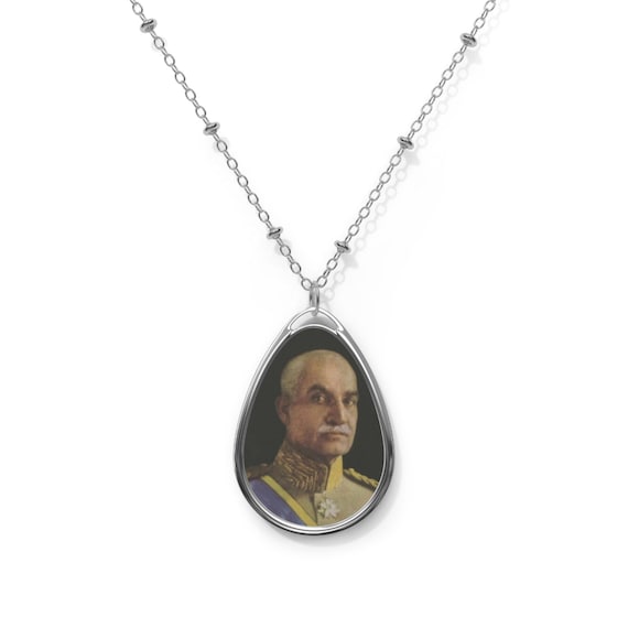 Reza Shah Historical Portrait Pendant | Oval Necklace | Teardrop Pendant | Shah Pendant