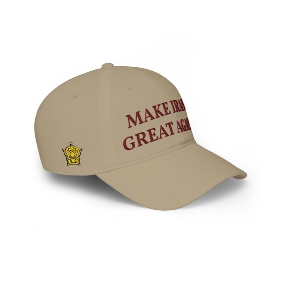 Make Iran Great Again Khaki/Maroon Baseball Cap with Pahlavi Crown | 2 Side Embroidery