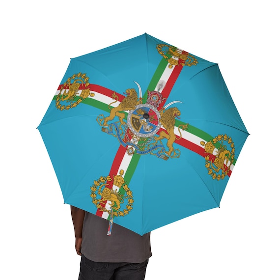 Persian Handpicked Design Emblem Umbrella | Lion and Sun with Crown | Pahlavi Dynasty