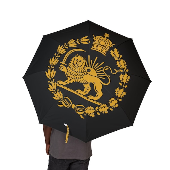 Lion and Sun Umbrella | Regent Black | Pahlavi Crown | Persian | MIGA