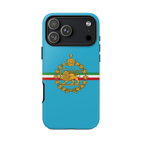Iran Flag iPhone Case | Imperial Lion and Sun with Crown | Turquoise | Tough Case