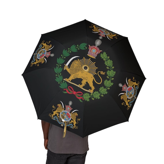 Iran Flag Black Umbrella | Imperial Standard of the Shah | Reza Shah | Lion and Sun | Pahlavi Dynasty