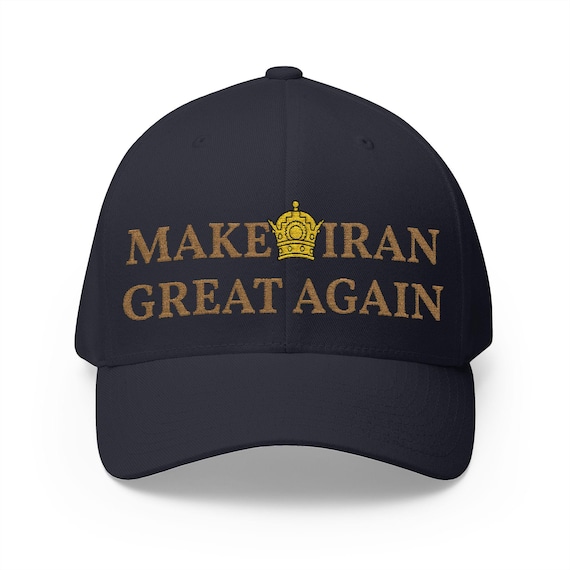 Premium Old Gold Make Iran Great Again Cap with Crown | Front Side Embroidery
