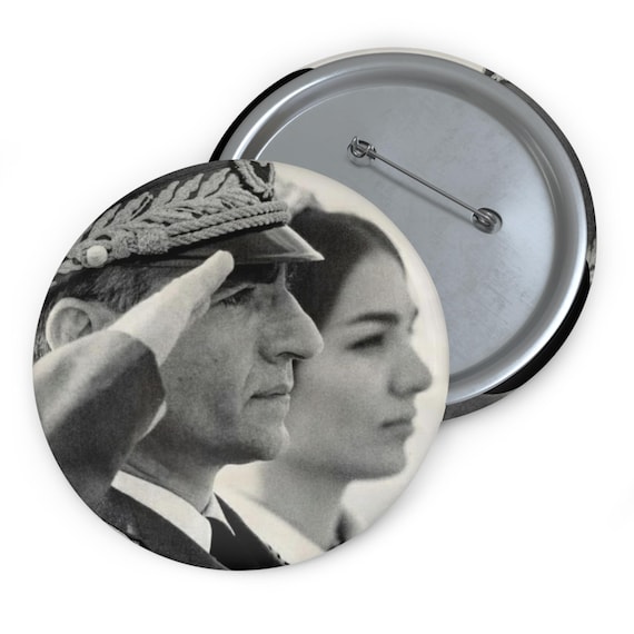 Mohammad Reza Shah and Empress Farah Portrait Pin Button | MIGA | Pahlavi | Persian