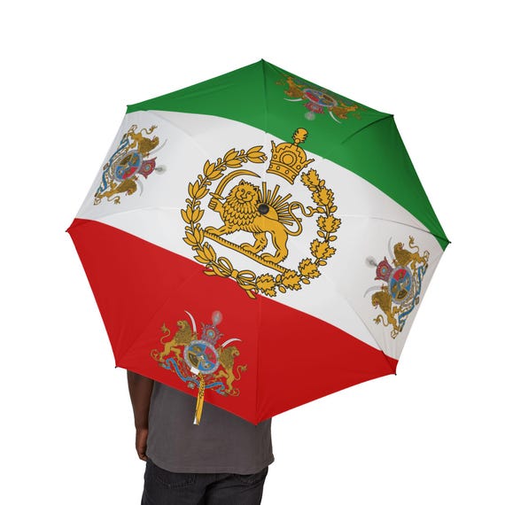 Iran Flag Umbrella | Lion and Sun | Crown | Imperial Standard of the Shah | Pahlavi Dynasty