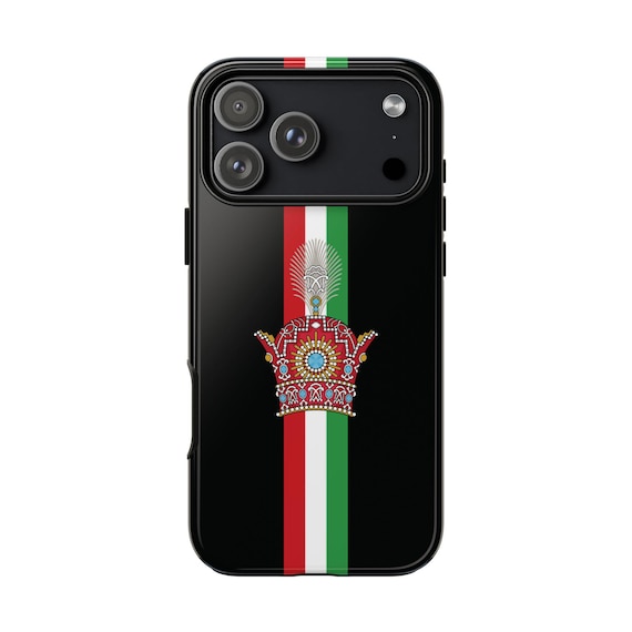Iran Flag iPhone Case | Imperial | Crown | Black | Tough Case | Vertical Flag