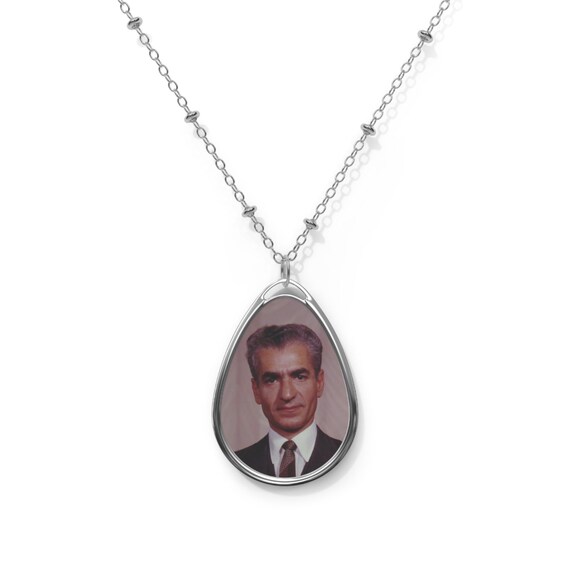 Mohammad Reza Shah Historical Portrait Pendant | Oval Necklace | Teardrop Pendant | Shah Pendant