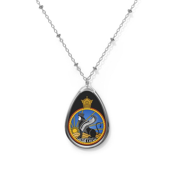 SAVAK Emblem Oval Necklace | Teardrop Pendant | Black