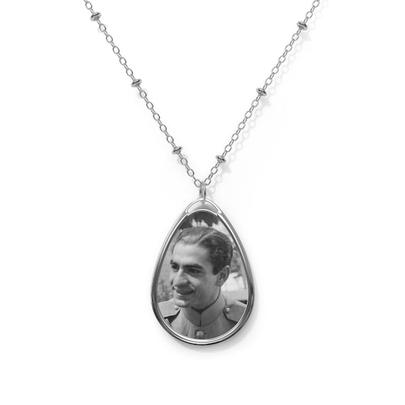 Mohammad Reza Shah Historical Portrait Pendant | Oval Necklace | Teardrop Pendant | Shah Pendant
