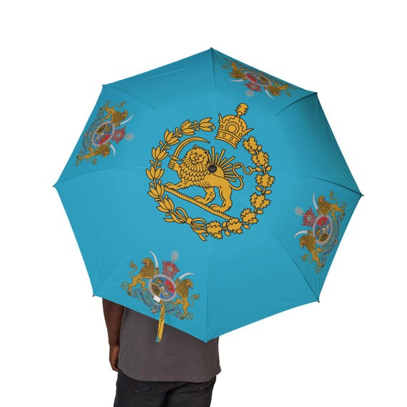 Iran Flag Umbrella | Imperial Standard of the Shah | Lion and Sun with Crown | Pahlavi Dynasty