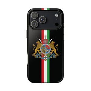 Irans flagga iPhone-skal | Kejserlig | Krona | Svart | Tåligt skal | Vertikal flagga