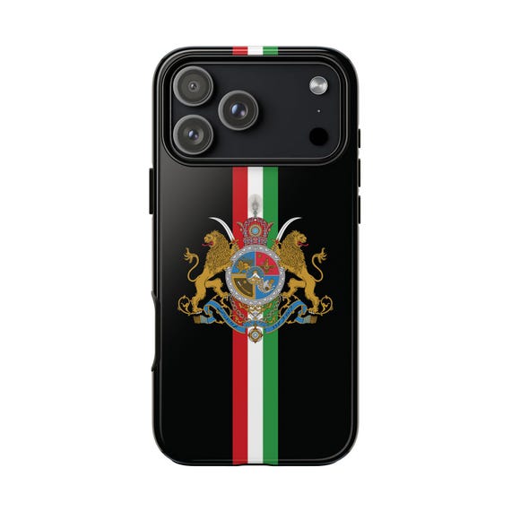 Iran Flag iPhone Case | Imperial | Crown | Black | Tough Case | Vertical Flag