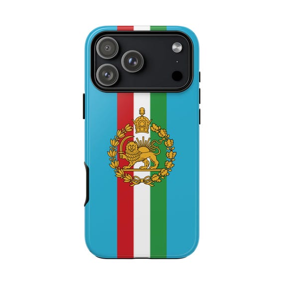 Iran Flag iPhone Case | Imperial Lion and Sun with Crown | Turquoise Tough Case