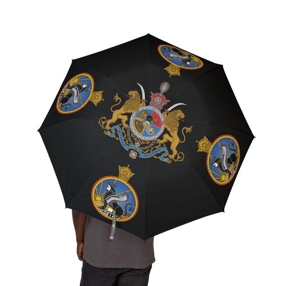 Iran Flag Black Umbrella | SAVAK | Pahlavi Dynasty Coat of Arms | Imperial Iranian Anti-Espionage