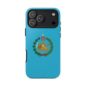 Iransk flagga iPhone-skal | Kejserligt lejon och sol med krona | Turkos | Traditionell version | Tåligt skal