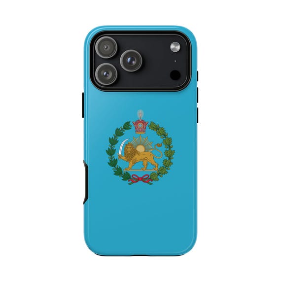 Iran Flag iPhone Case | Imperial Lion and Sun with Crown | Turquoise | Traditional Version | Tough Case