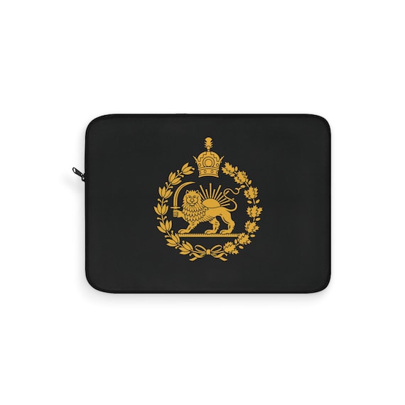 Iran Imperial Lion and Sun with Crown Emblem Dark Laptop Sleeve