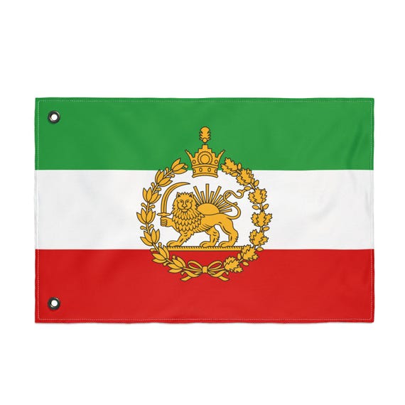 Premium Lion and Sun Flag of Imperial Iran with Pahlavi Crown V2 - USA Print | Double Sided Flag