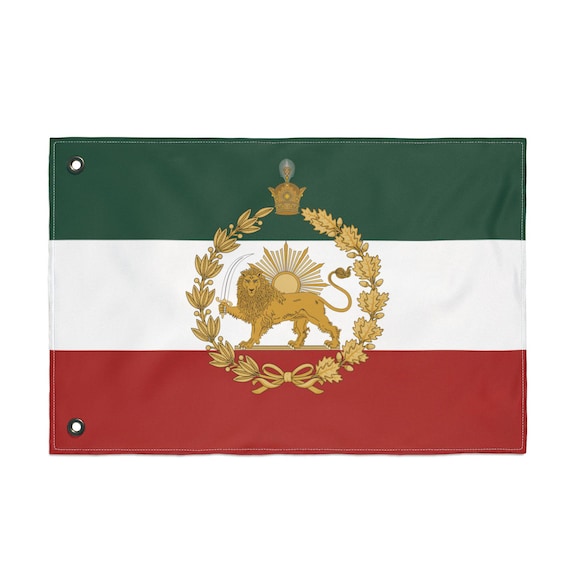 Premium Lion and Sun Double Sided Flag - USA Print | Shir o Khorshid | Traditional Lion | Pahlavi | MIGA | Persian