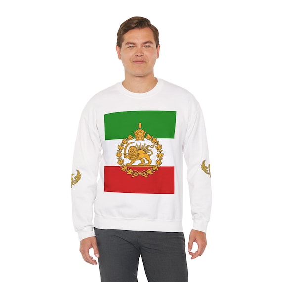 Iran Lion and Sun with Crown Imperial Flag Sweatshirt with Branded Sleeves | Green White Red