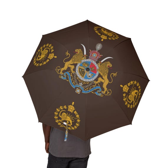 Lion and Sun Umbrella | Earl's Chocolate | Pahlavi Emblem Top | Javid Shah | MIGA | Crown | Persian