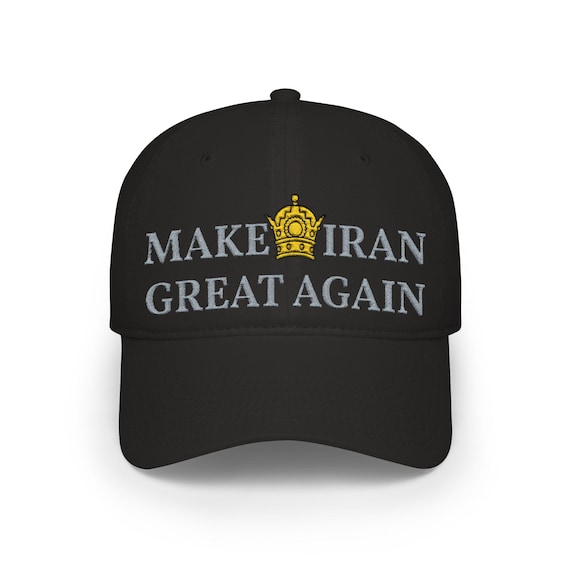 Make Iran Great Again with Crown Dark/Grey Baseball Cap with Pahlavi Crown | Front Side Embroidery