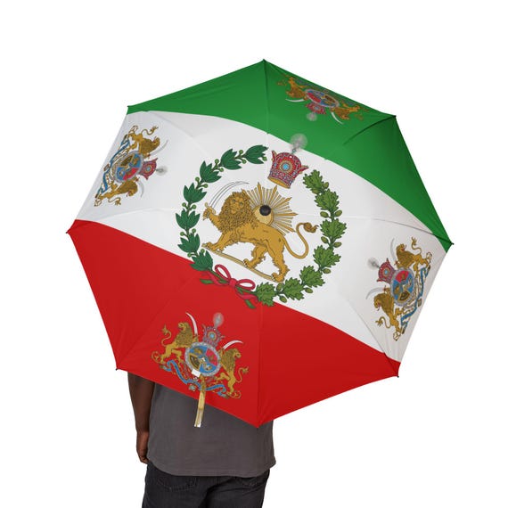 Iran Flag Umbrella | Imperial Standard of the Shah | Lion and Sun | Crown | Pahlavi Dynasty