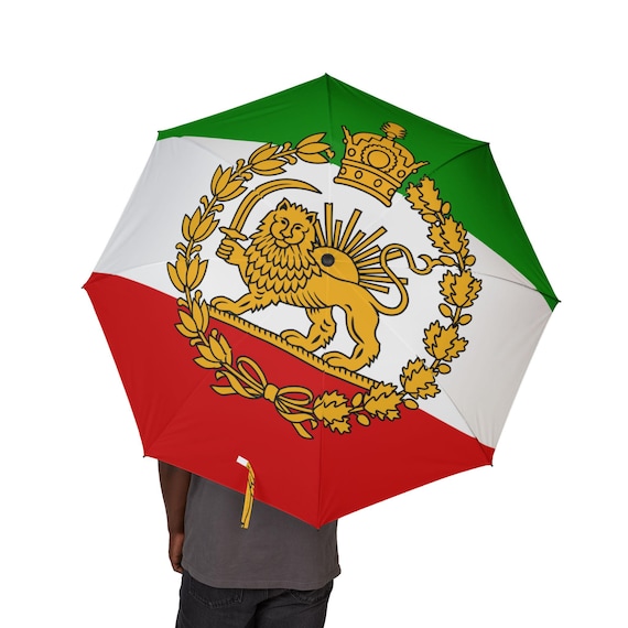 Iran Flag Umbrella | Imperial Lion and Sun | Crown | Pahlavi Dynasty | Shah of Iran