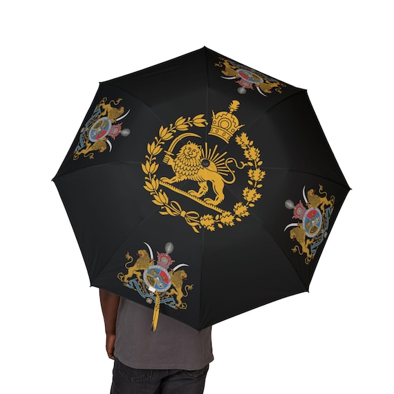 Iran Flag Black Umbrella | Pahlavi Dynasty | Imperial Standard of the Shah | Lion and Sun | Crown