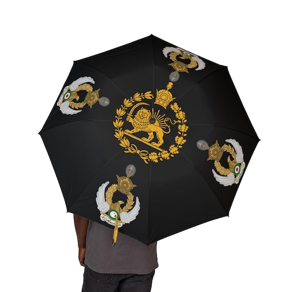Iran Flag Black Umbrella | Imperial Iranian Air Force | Lion and Sun | Crown | Pahlavi Dynasty