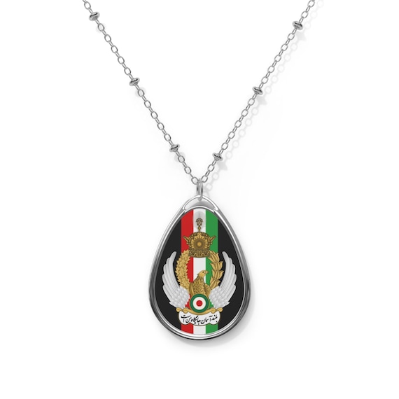 Persian Emblem Oval Necklace | Teardrop Pendant