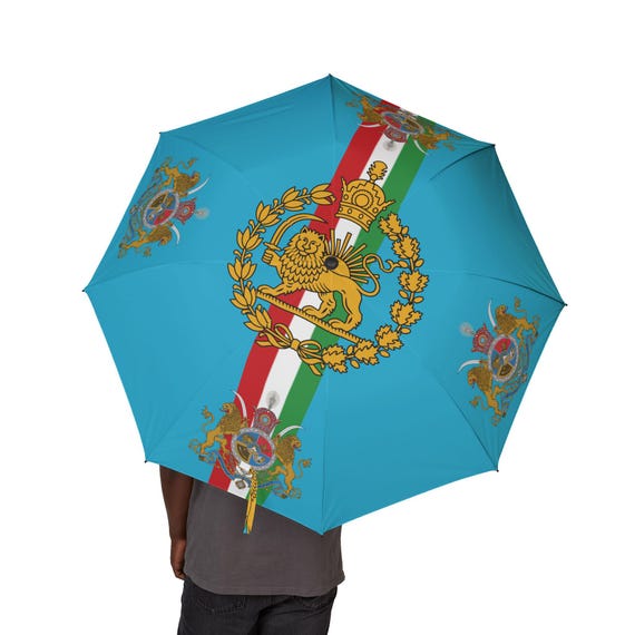 Handpicked Emblem Foldable Umbrella | Imperial Standard of the Shah | Lion and Sun | Crown | Pahlavi